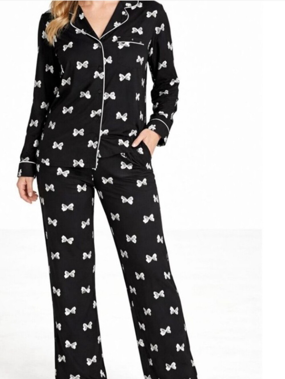 Kate Spade Black Bow Pajama Set Size Medium
